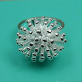 925 Silver Firework Coral Ring Women Wedding Engagement Jewelry