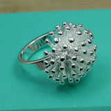 925 Silver Firework Coral Ring Women Wedding Engagement Jewelry