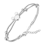 925 Silver Mickey Open Bangle Charm Bracelet Wedding Party Gift