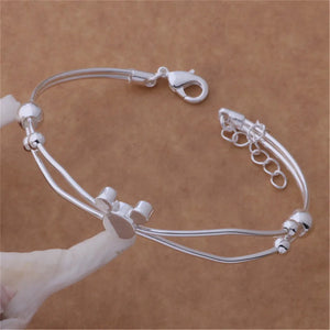 925 Silver Mickey Open Bangle Charm Bracelet Wedding Party Gift