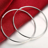 925 Silver Round Circle 35/50mm Hoop Earrings Wedding Engagement Party Jewelry