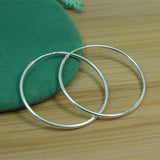 925 Silver Round Circle 35/50mm Hoop Earrings Wedding Engagement Party Jewelry