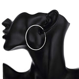 925 Silver Round Circle 35/50mm Hoop Earrings Wedding Engagement Party Jewelry