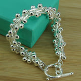 925 Silver Grape Bead Chain Bracelet For Woman