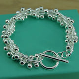 925 Silver Grape Bead Chain Bracelet For Woman