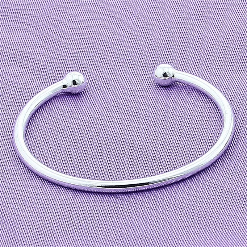 925 Silver Bead Bracelet Bangle Wedding Party Jewelry Gift