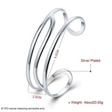 925 Sterling Silver Open Cuff Bangle Gift for Women