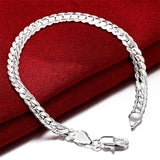 925 Silver Bracelet 5MM Flat Snake Chain Lobster Clasp Unisex Gift