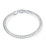 925 Silver Bracelet 5MM Flat Snake Chain Lobster Clasp Unisex Gift