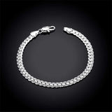 925 Silver Bracelet 5MM Flat Snake Chain Lobster Clasp Unisex Gift