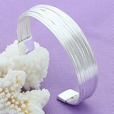 925 Sterling Silver Multi-Line Bracelet Bangles Women High Silver Bracelet Bangl
