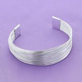 925 Sterling Silver Multi-Line Bracelet Bangles Women High Silver Bracelet Bangl