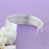 925 Sterling Silver Multi-Line Bracelet Bangles Women High Silver Bracelet Bangl