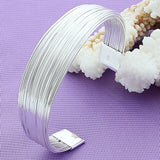925 Sterling Silver Multi-Line Bracelet Bangles Women High Silver Bracelet Bangl