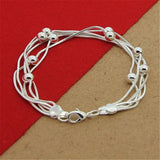 925 Silver Heart-Shaped Bracelet Women's Party Charm Jewelry Gift