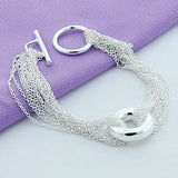 Silver 925 Tassel Multi-Line Chain Bracelet for Women Men