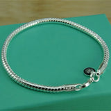 925 Silver 3mm Snake Chain Bracelet For Women Charm Wedding Jewelry Gift