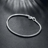 925 Silver 3mm Snake Chain Bracelet For Women Charm Wedding Jewelry Gift