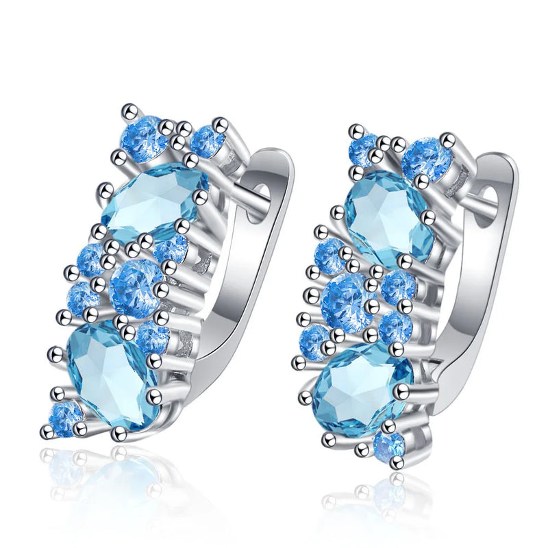 925 Silver Zircon Diamond Earrings Wedding Jewelry Gift