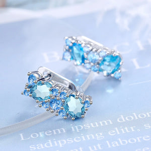 925 Silver Zircon Diamond Earrings Wedding Jewelry Gift