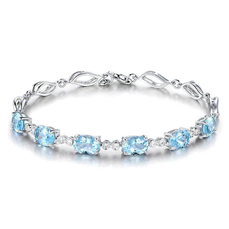 925 Silver Bracelet Sapphire Charm Jewelry Gift
