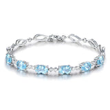 925 Silver Bracelet Sapphire Charm Jewelry Gift