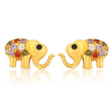 Elephant Stud Earrings Rainbow Charm Copper