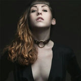 BAFEI O-ring Necklace Female Neck Harness Belts Leather Harness Woman Bondage
