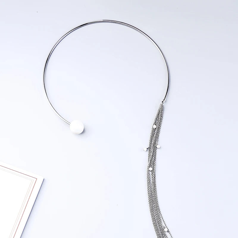 Acrylic Pearl Hyperbole Long Chains Tassel Torques Women Gift