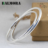 925 Silver Bangles Hollow Bracelet 58mm Glossy Jewelry