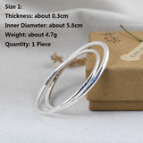 925 Silver Bangles Hollow Bracelet 58mm Glossy Jewelry