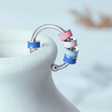 925 Silver Colorful Bead Enamel Ear Clip Earrings Non-pierced