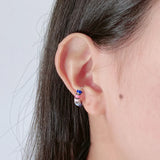 925 Silver Colorful Bead Enamel Ear Clip Earrings Non-pierced
