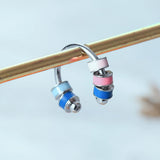 925 Silver Colorful Bead Enamel Ear Clip Earrings Non-pierced