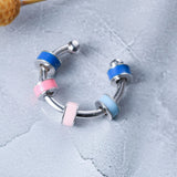 925 Silver Colorful Bead Enamel Ear Clip Earrings Non-pierced