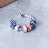 925 Silver Colorful Bead Enamel Ear Clip Earrings Non-pierced