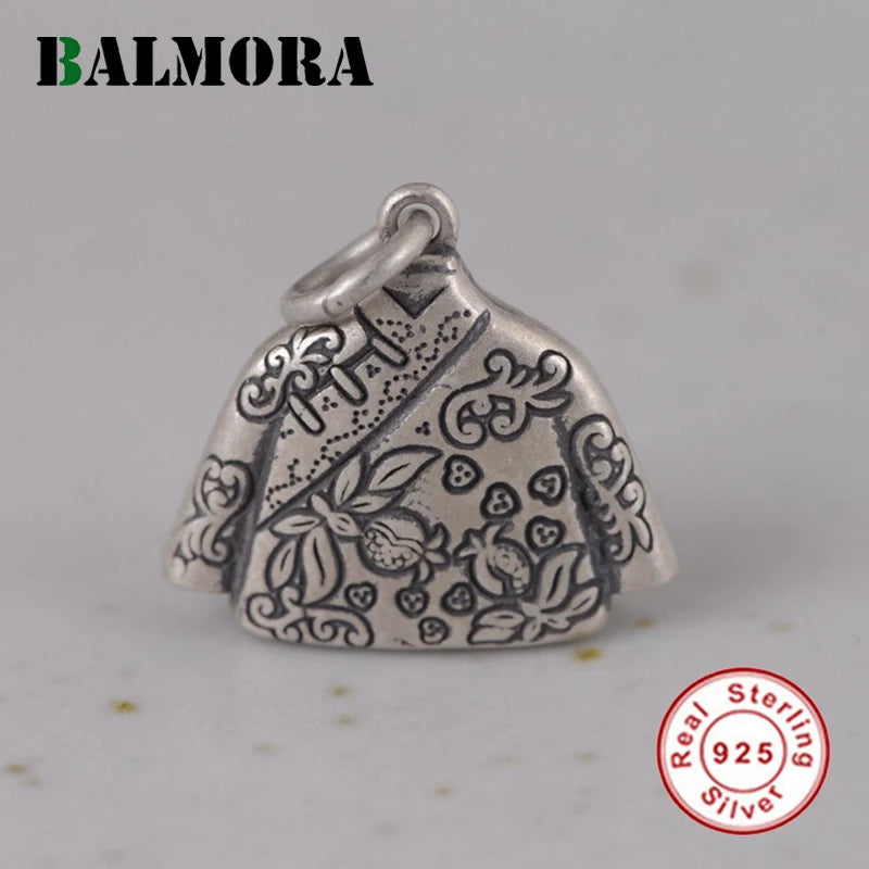 925 Silver Chinese Cheongsam Pendant Thai Jewelry Gift (Chain Not Included)