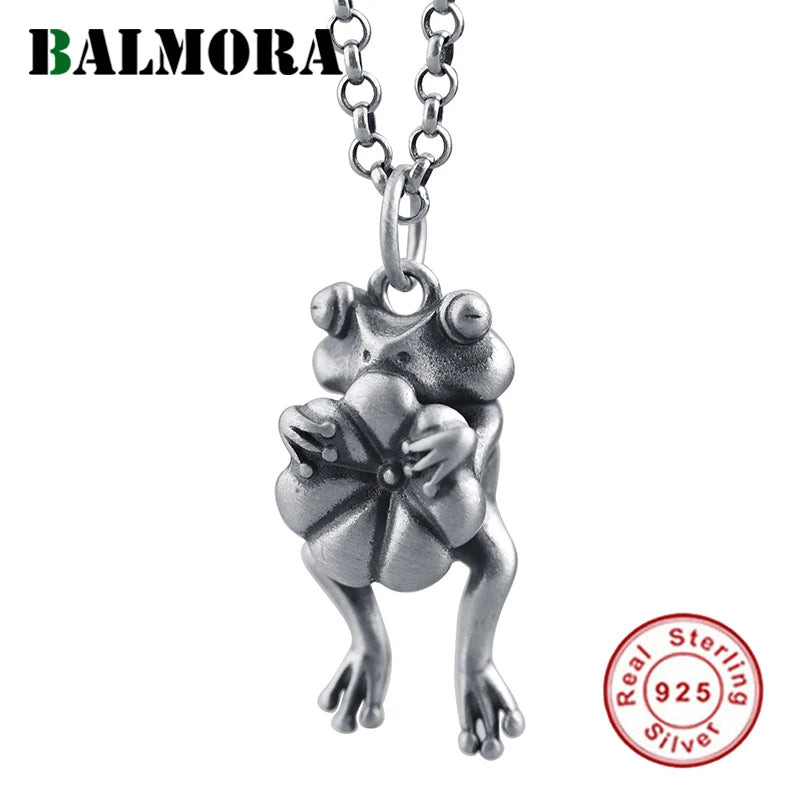 925 Silver Frog Pendant Vintage Animal Jewelry Gift