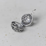 925 Silver Sachet Pendant Vintage Flower Bamboo Thai Jewelry