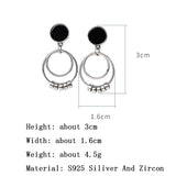 925 Silver Zircon Big Circle Earring For Women Girl Female Tassel Earrings