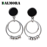 925 Silver Zircon Big Circle Earring For Women Girl Female Tassel Earrings
