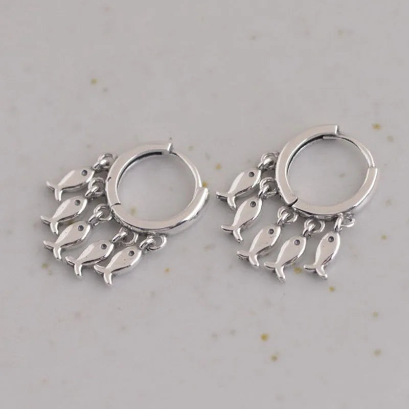 925 Silver Fish Tassels Earring Loop for Women