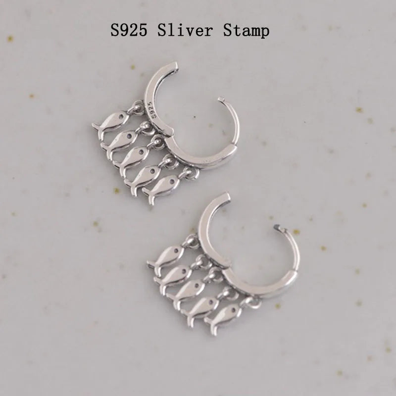 925 Silver Fish Tassels Earring Loop for Women