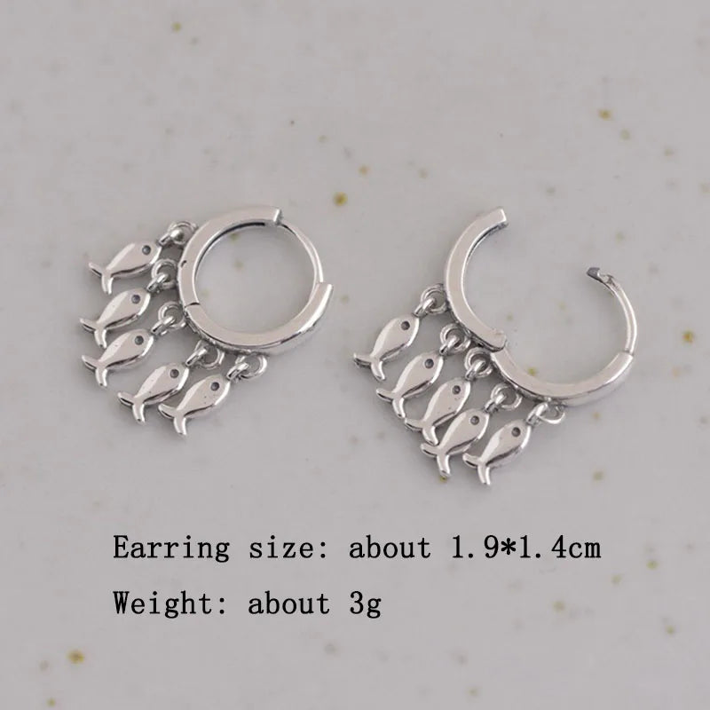 925 Silver Fish Tassels Earring Loop for Women