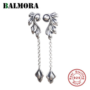 925 Silver Abstract Leaves Earring Tassel Earrings Dangler