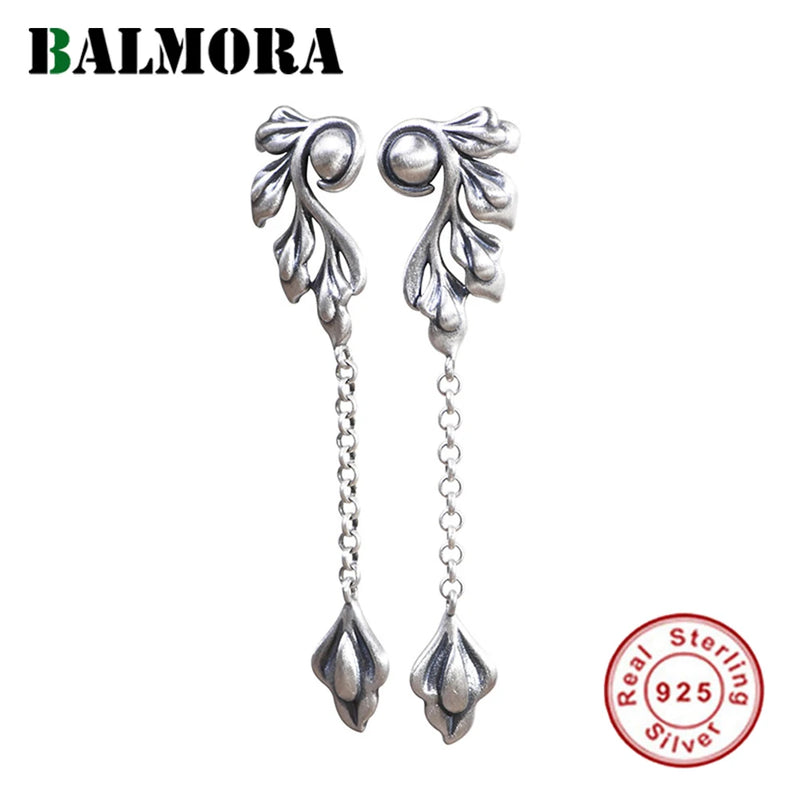 925 Silver Abstract Leaves Earring Tassel Earrings Dangler