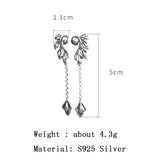 925 Silver Abstract Leaves Earring Tassel Earrings Dangler