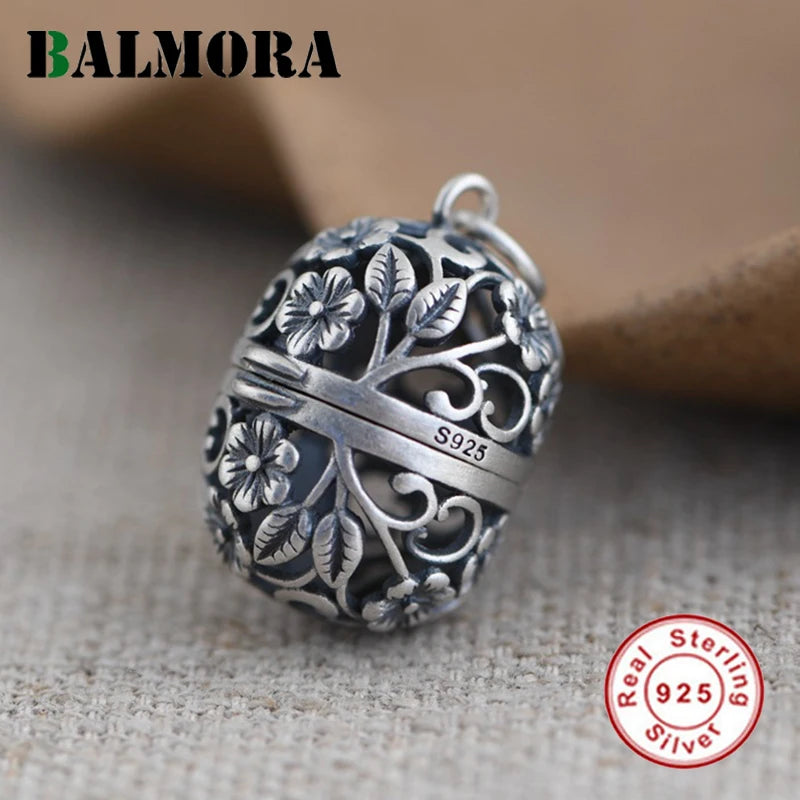 925 Silver Plum Blossom Pendant Vintage Amulet Jewelry