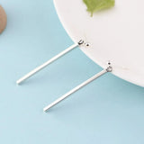 925 Silver Geometric Cube Column Earring Women Girl