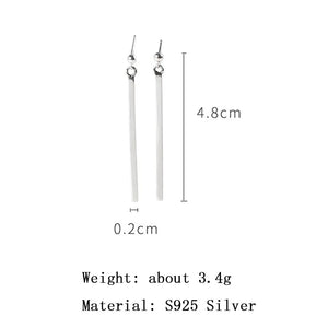 925 Silver Geometric Cube Column Earring Women Girl
